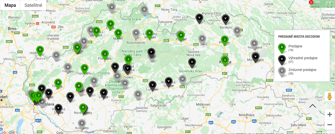 predajne Decodomu na mape